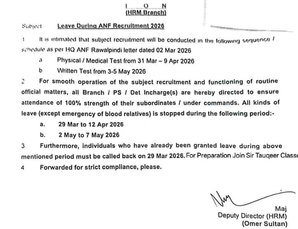  ANF Written & Physical Test Date