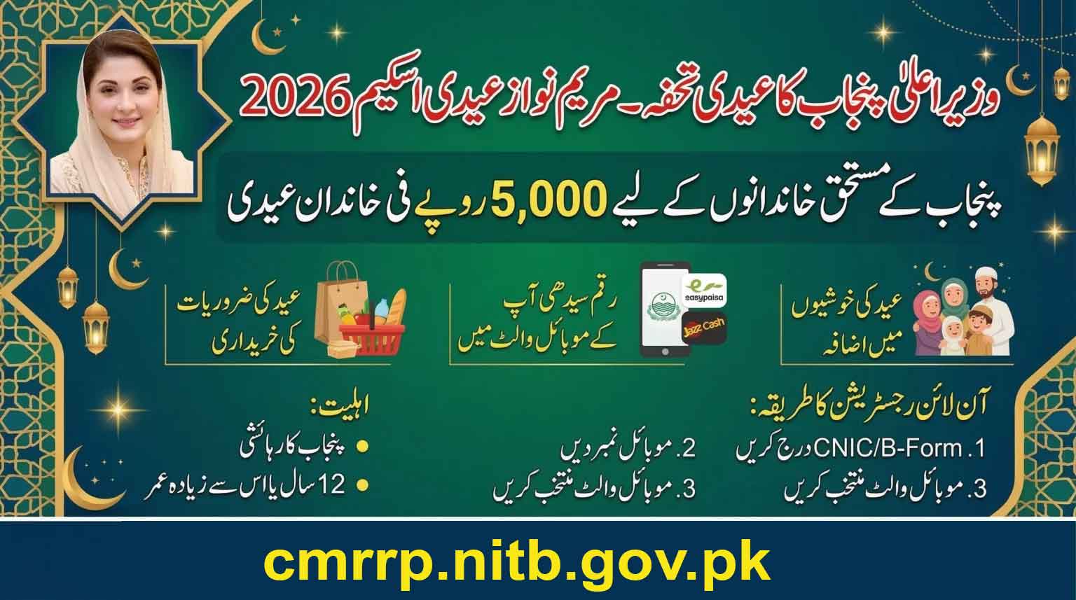 cmrrp.nitb.gov.pk Maryam Nawaz Eidi Scheme